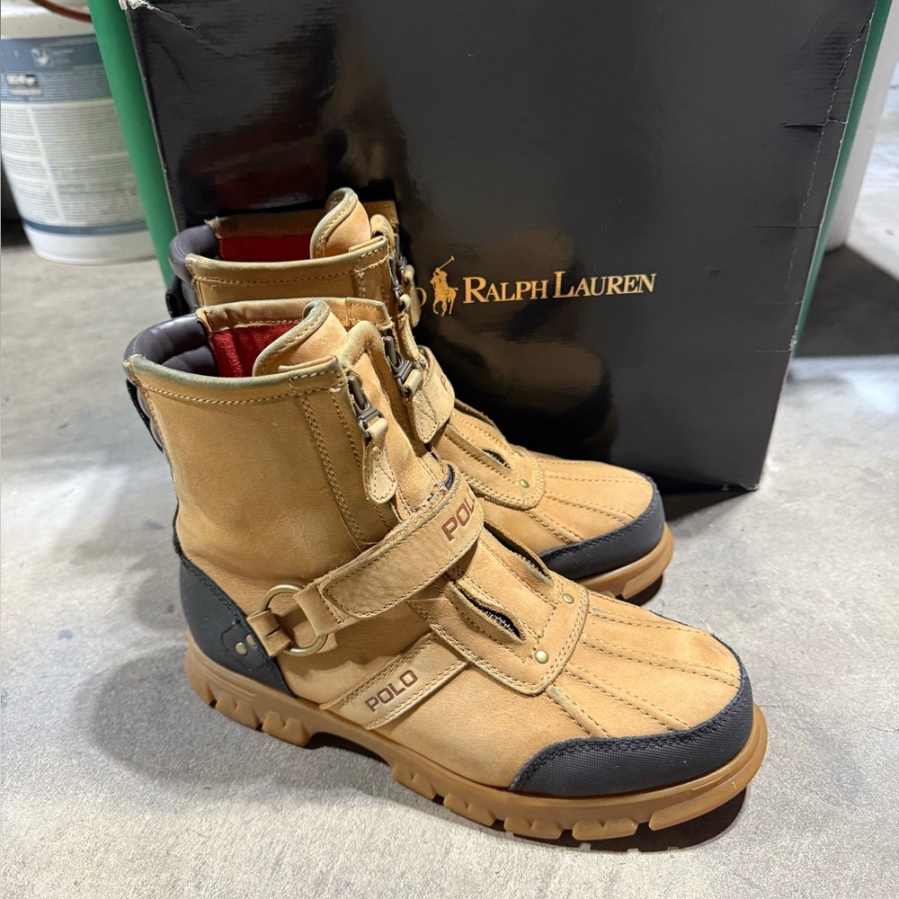 Ralph Lauren Polo Conquest Hi II Zipper Sport Boots Nubuck Wheat Men’s 9.5 D